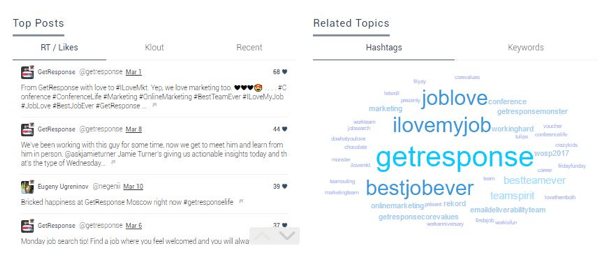يعرض Keyhole علامات التصنيف والكلمات الرئيسية ذات الصلة في سحابة العلامات ، مما يمنحك فهمًا مرئيًا للموضوعات والعلامات المرتبطة بشكل شائع بمحتوى Instagram الخاص بك.