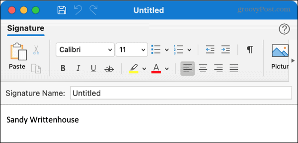 قم بإنشاء توقيع جديد في Outlook على Mac
