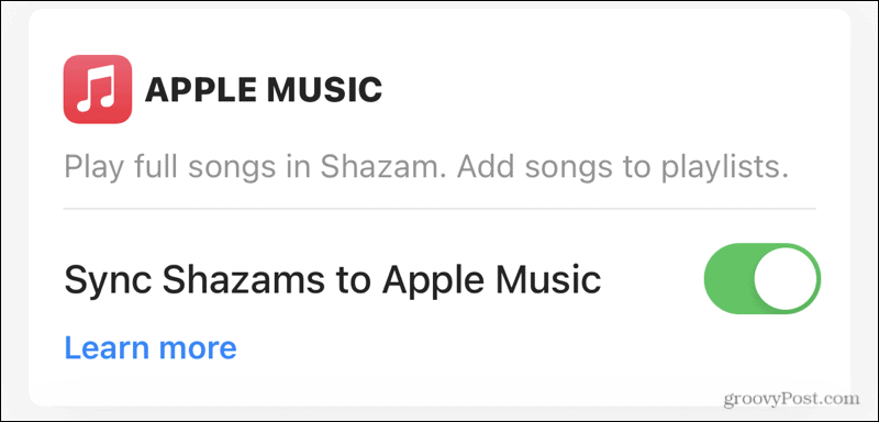 مزامنة Apple Music مع Shazam