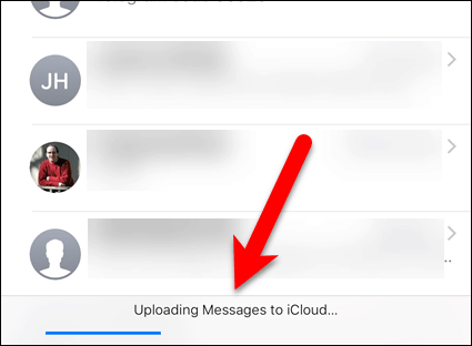 تحميل الرسائل على iCloud في iOS