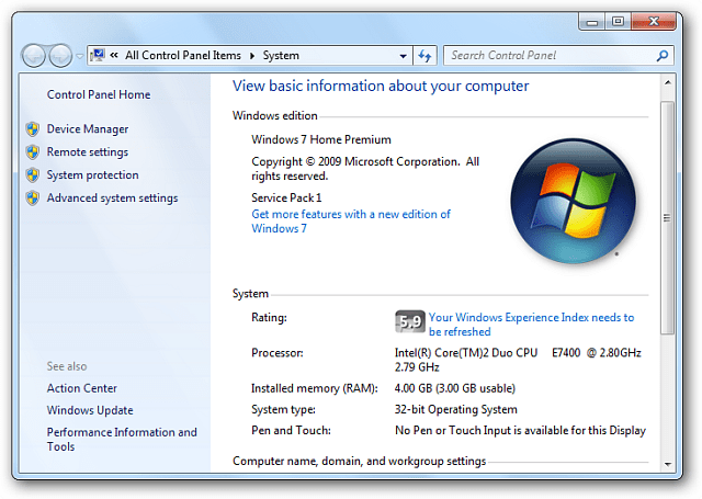 WEI Tool Windows 7
