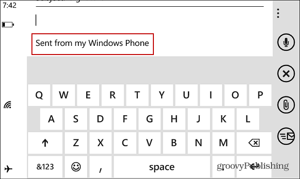 توقيع البريد الإلكتروني على Windows Phone