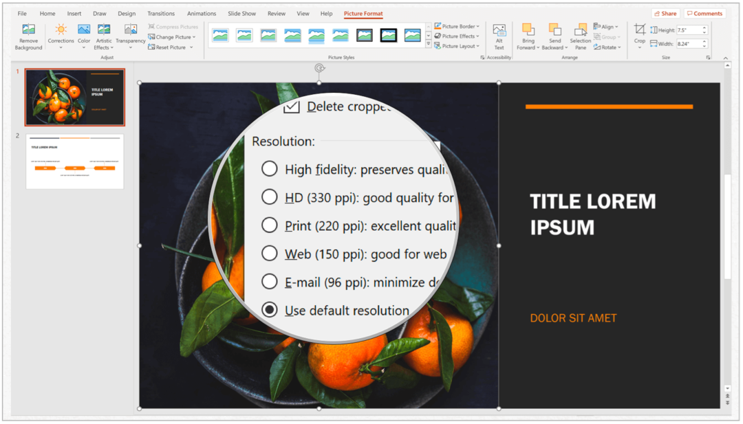 اختيار PowerPoint دقة Windows