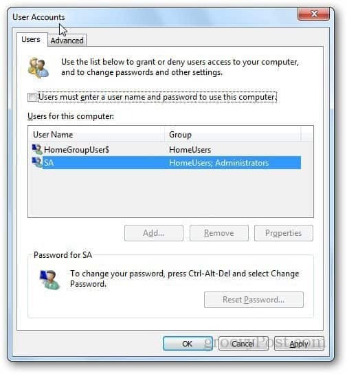 تسجيل الدخول إلى Windows 7 تلقائيًا 1