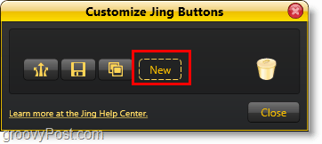 انقر فوق الزر الجديد لإضافة زر مشاركة jing جديد