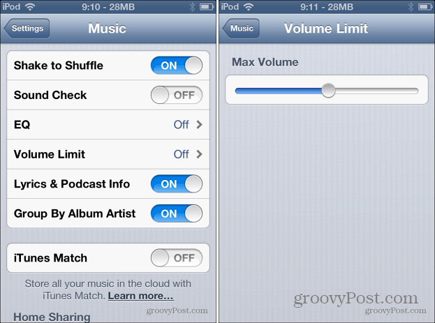 حد حجم الموسيقى لنظام iOS