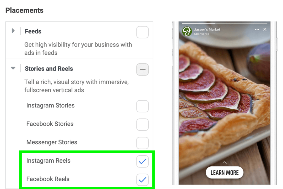 صورة لمواضع الإعلانات Stories and Reels في Meta Ads Manager