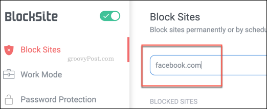 إضافة موقع محظور إلى قائمة حظر BlockSite في Chrome