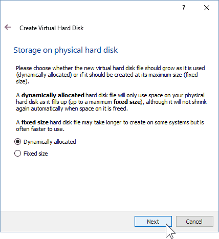 06 تحديد نوع التخزين لـ VM (تثبيت Windows 10)