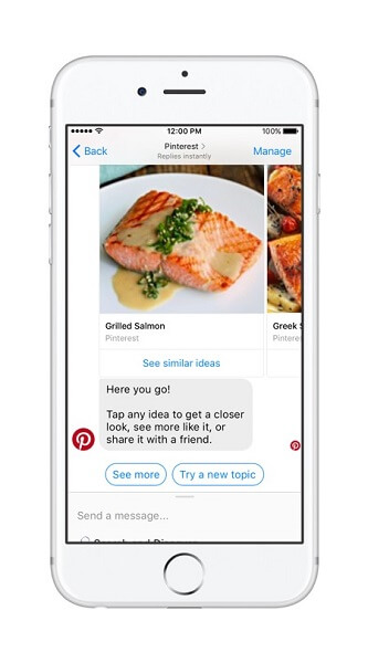 يجلب روبوت Pinterest قوة بحث Pinterest والتوصيات إلى Messenger.