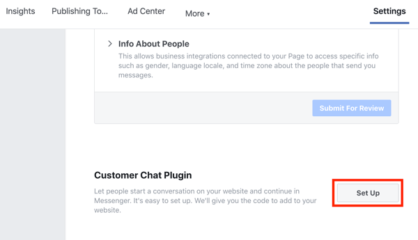 استخدم Google Tag Manager مع Facebook ، الخطوة 9 ، قم بإعداد المكون الإضافي Facebook Customer Chat