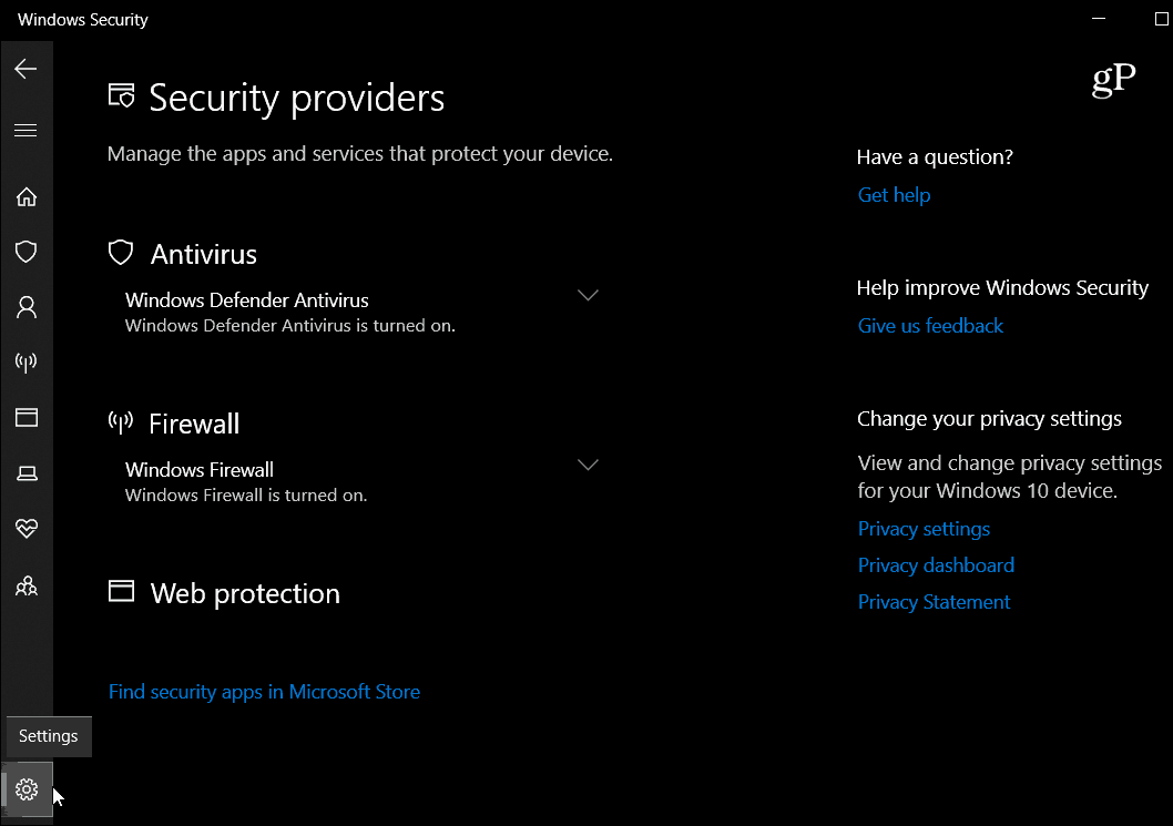 الميزات الجديدة في Windows 10 October 2018 Update Security Settings