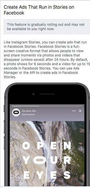 يتم طرح إعلانات Facebook Stories تدريجياً لمزيد من المستخدمين.