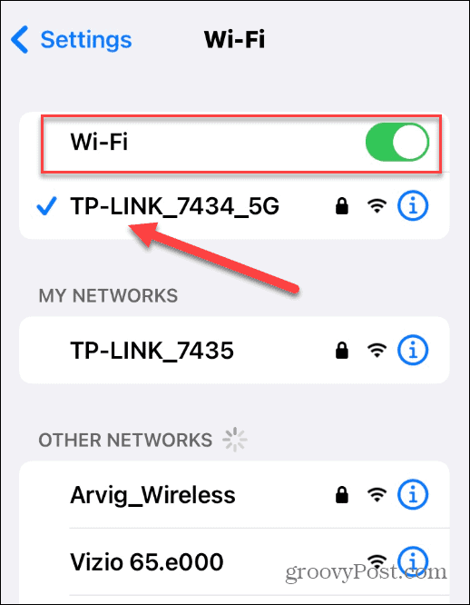 اتصل بشبكة Wi-Fi iPhone