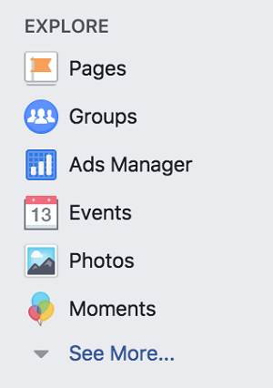 قم بالوصول إلى مجموعات Facebook من قسم استكشاف في ملفك الشخصي على Facebook.