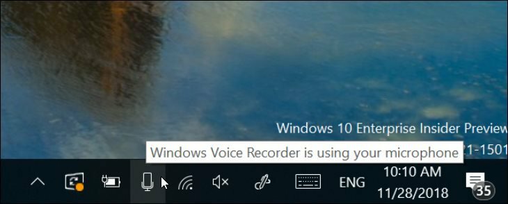 إعلام بالميكروفون الجديد لـ Windows 10 19H1