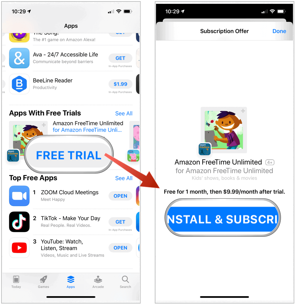 شروط تجريبية مجانية لـ App Store