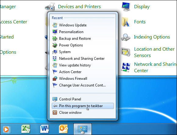 لوحة تحكم Windows 7