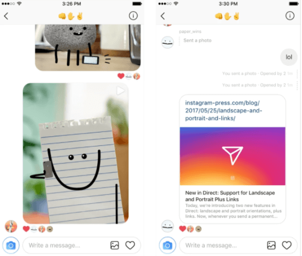  أضاف Instagram دعمًا لروابط الويب في Direct ويسمح الآن للمستخدمين بتحديد الاتجاهات الأفقية والعمودية للصورة