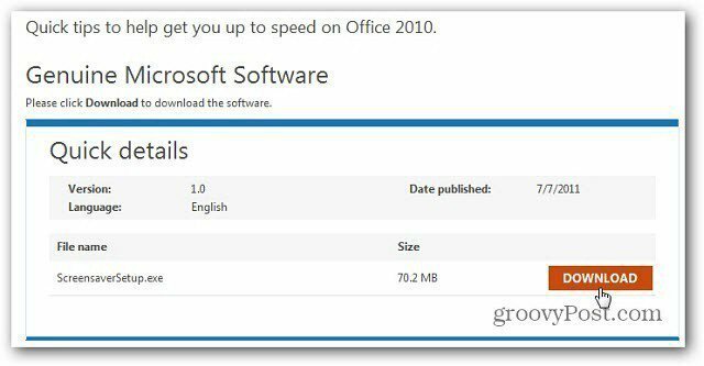تعلم Office 2010 باستخدام شاشة التوقف