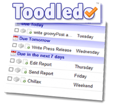 تظهر Toodledo أيام الأسبوع