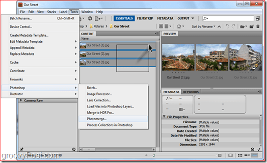 كيف تصنع بانوراما باستخدام Adobe Bridge و Adobe Photoshop