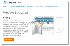 صفحة تنزيل Windows Live Writer 2008