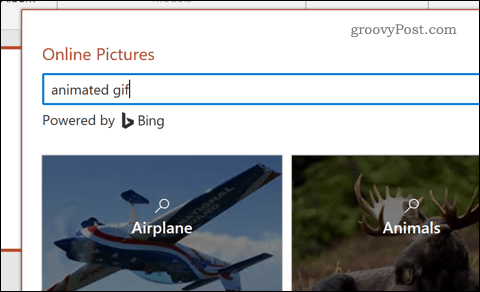 البحث عن صورة متحركة في PowerPoint