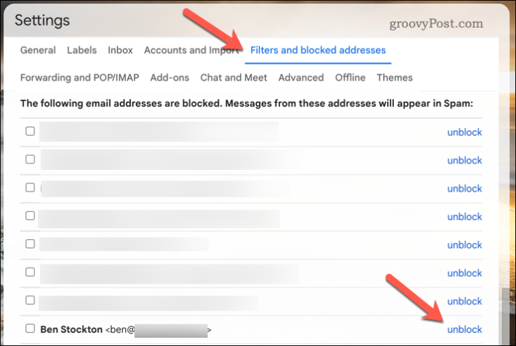 قم بإلغاء حظر مستخدم في Gmail