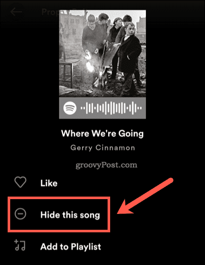 إخفاء أغنية على Spotify