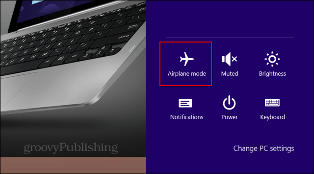رمز وضع الطائرة في Windows 8.1