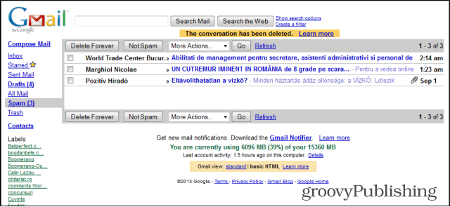Gmail النمط القديم HTML
