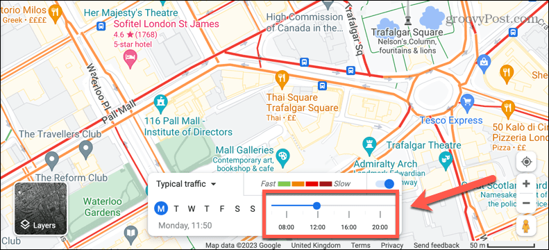 خرائط جوجل وقت حركة المرور المعتاد