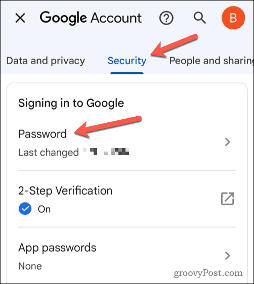 تغيير كلمة مرور Gmail على الهاتف المحمول