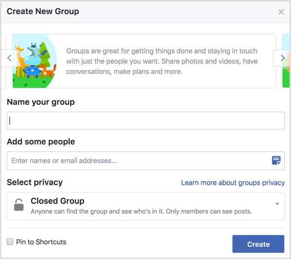الفيسبوك ينشئ مجموعة جديدة
