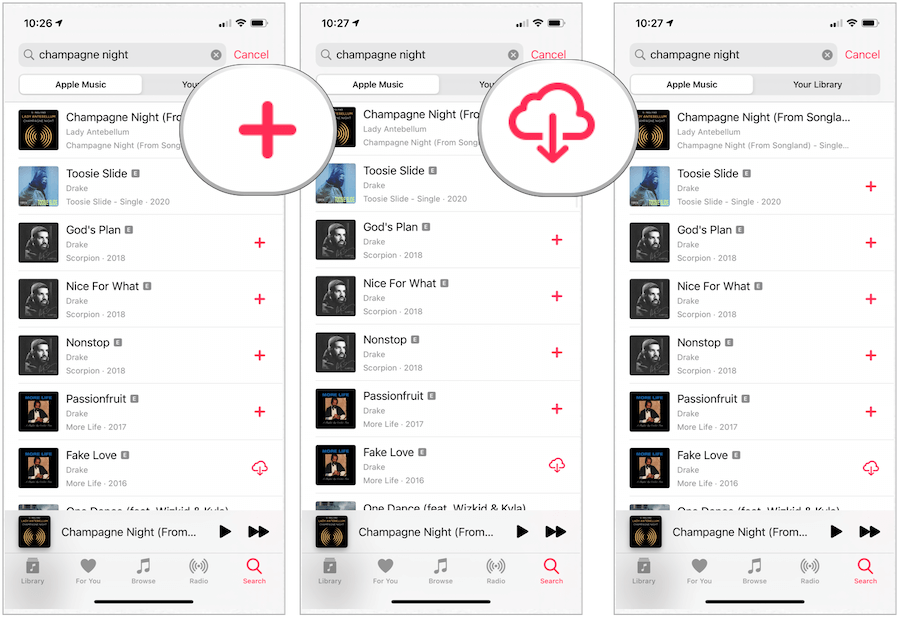 تقوم Apple Music بتنزيل الأغاني على الجهاز
