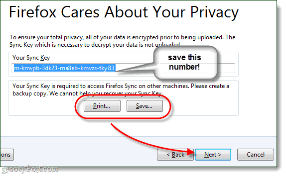 حفظ مفتاح مزامنة فايرفوكس الخاص بك ، مهم جدا