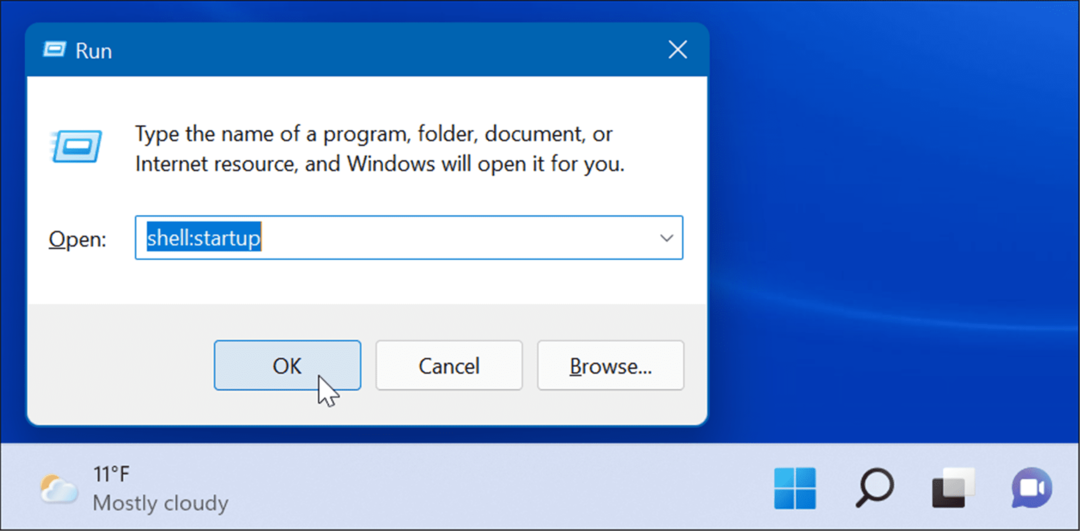 تطبيقات إطلاق shell-startup أثناء بدء التشغيل على Windows 11