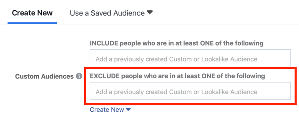 استهداف إعلان Facebook باستثناء الجماهير المخصصة.