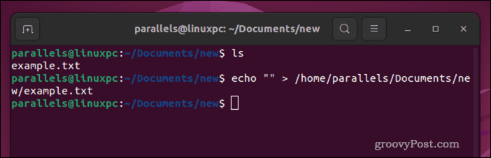 إفراغ ملف Linux باستخدام echo