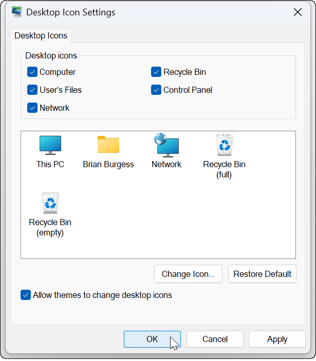 استعادة رموز سطح المكتب على Windows