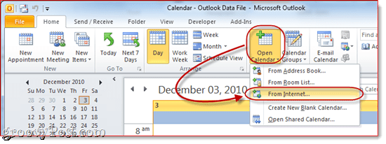 تقويم Google إلى Outlook 2010`