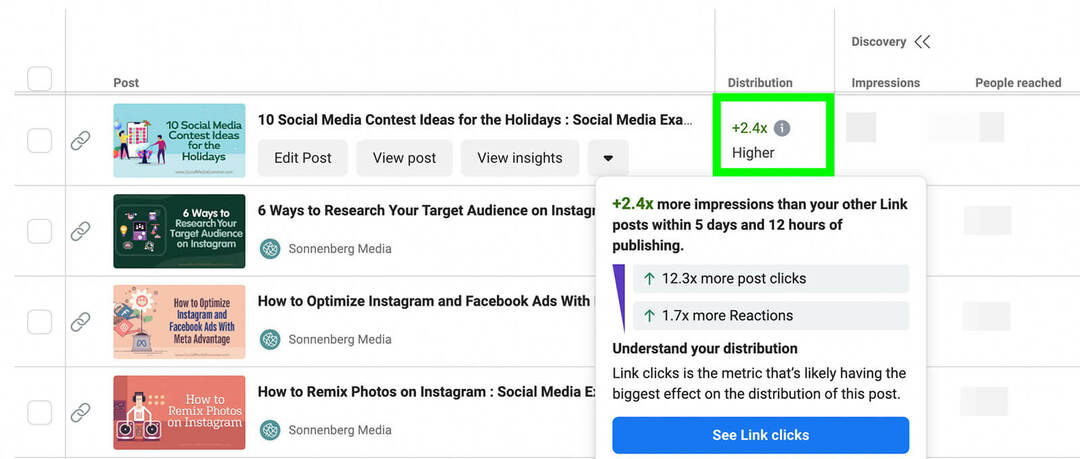 how-to-publish-contnet-that-reflect-your-facebook-page-Follow-الاهتمامات-Creator-studio-Distribution-column-metrics-Positive-Trends-example-8