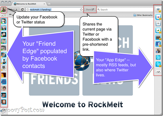 استعراض RockMelt - متصفح الويب وسائل الإعلام الاجتماعية
