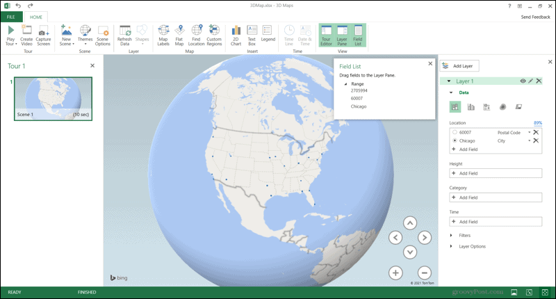 خرائط ثلاثية الأبعاد في Excel