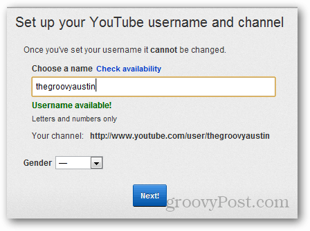 إعداد اسم مستخدم youtube