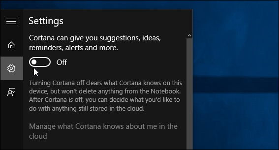قم بإيقاف تشغيل جميع بطاقات Cortana
