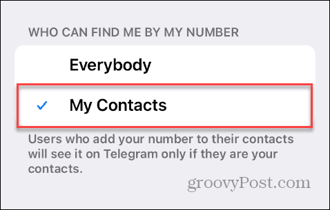 البحث عن طريق رقم الهاتف على Telegram