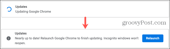 تحديث وإعادة تشغيل Google Chrome
