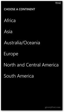 خرائط Windows Phone 8 المتوفرة للقارة